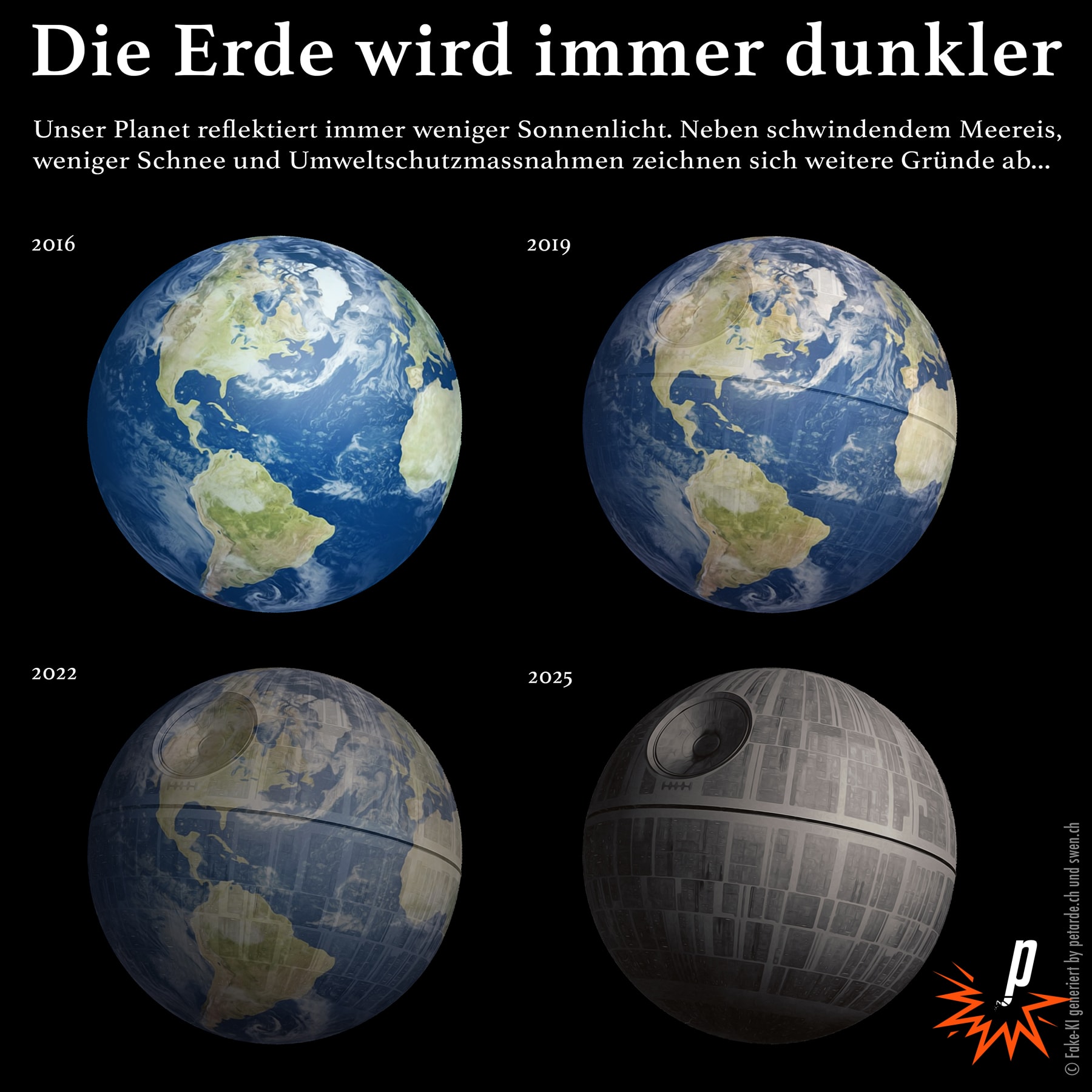 Die Erde reflektiert immer weniger Sonnenlicht und wird immer dunkler.