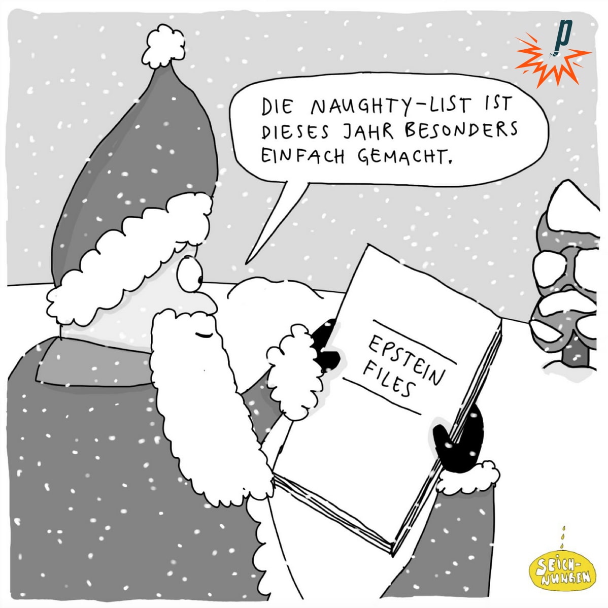 Santa hats eifnach dieses Jahr. Cartoon von Seichnungen für Petarde