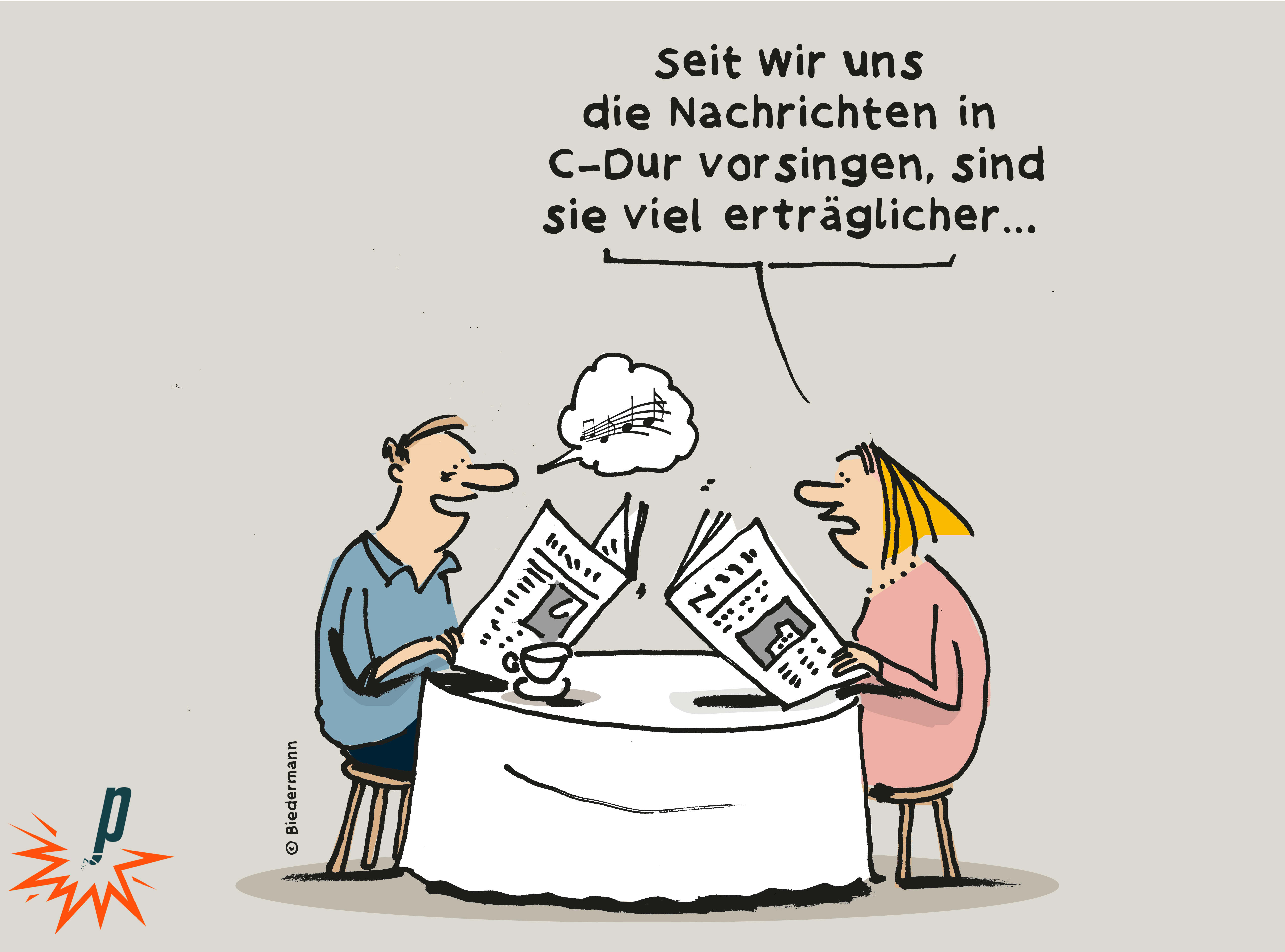 Wenn wir uns die Nachrichten in C Dur vorsingen , sind sie viel erträglicher