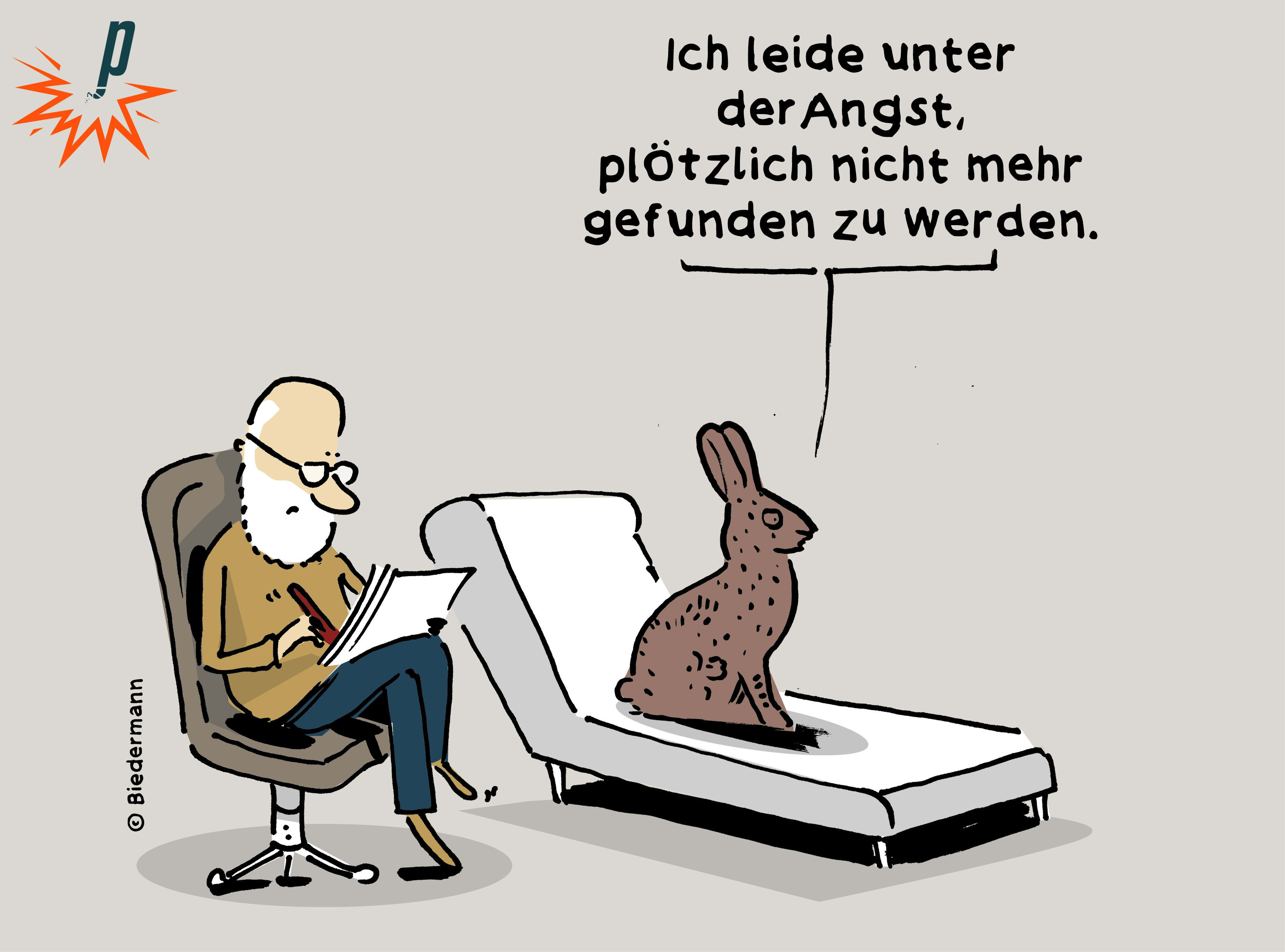 Der Osterhase leidet unter der "Angst" nicht gefunden zu werden