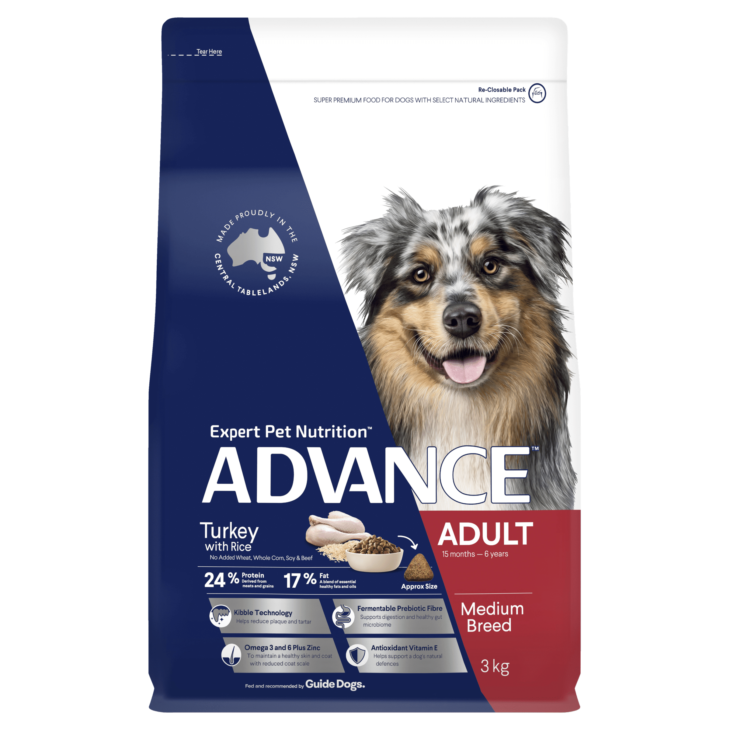 Advance Medium Adult Dry Dog Food Turkey with Rice