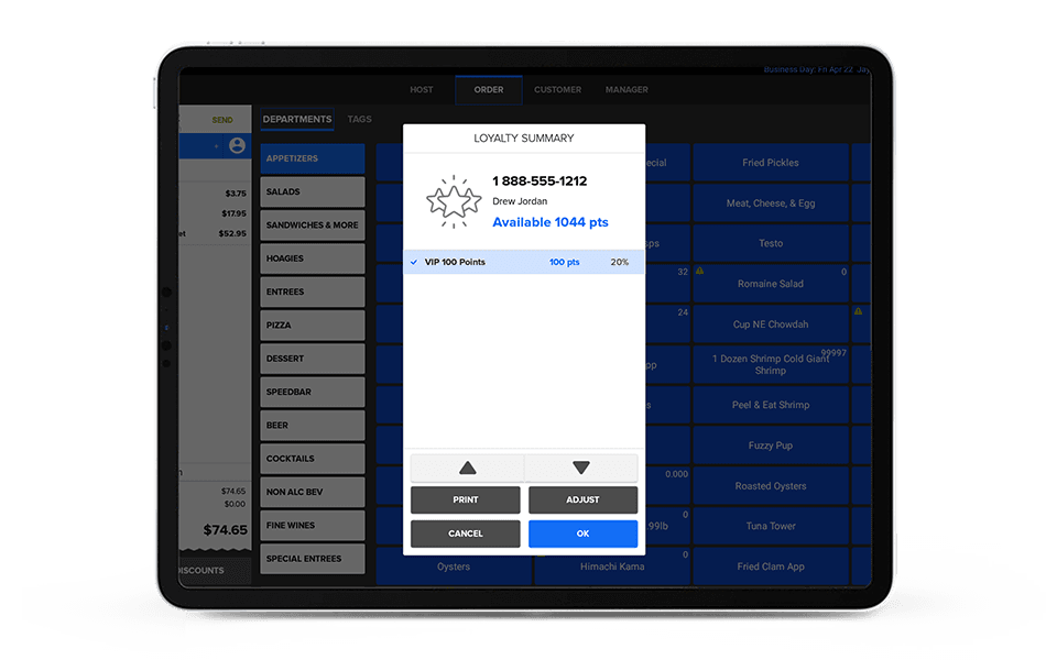 marketing and customer loyalty programs prompts displayed on a POS screen POS features