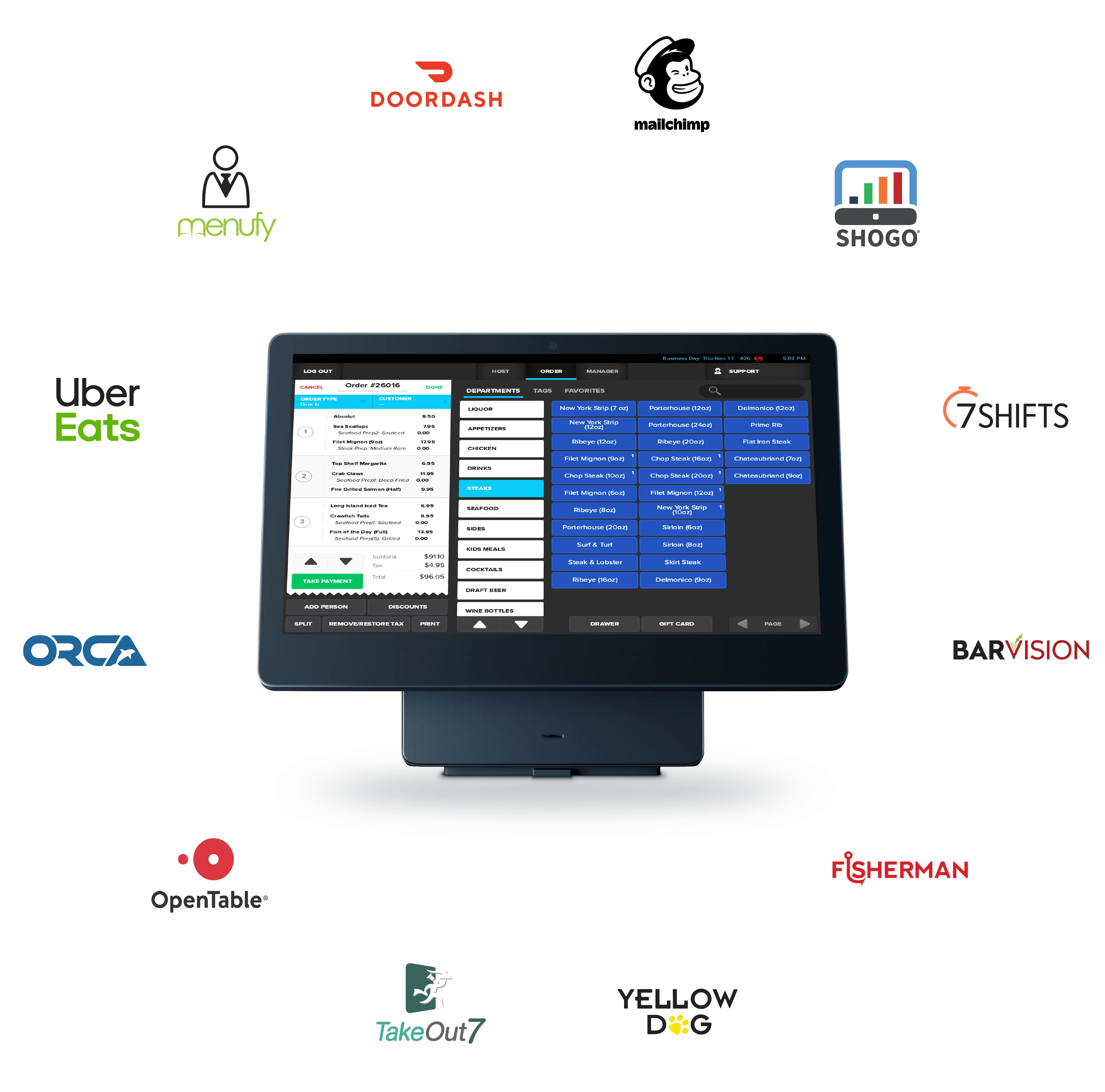 Third-party POS integrations for SkyTab partner icons