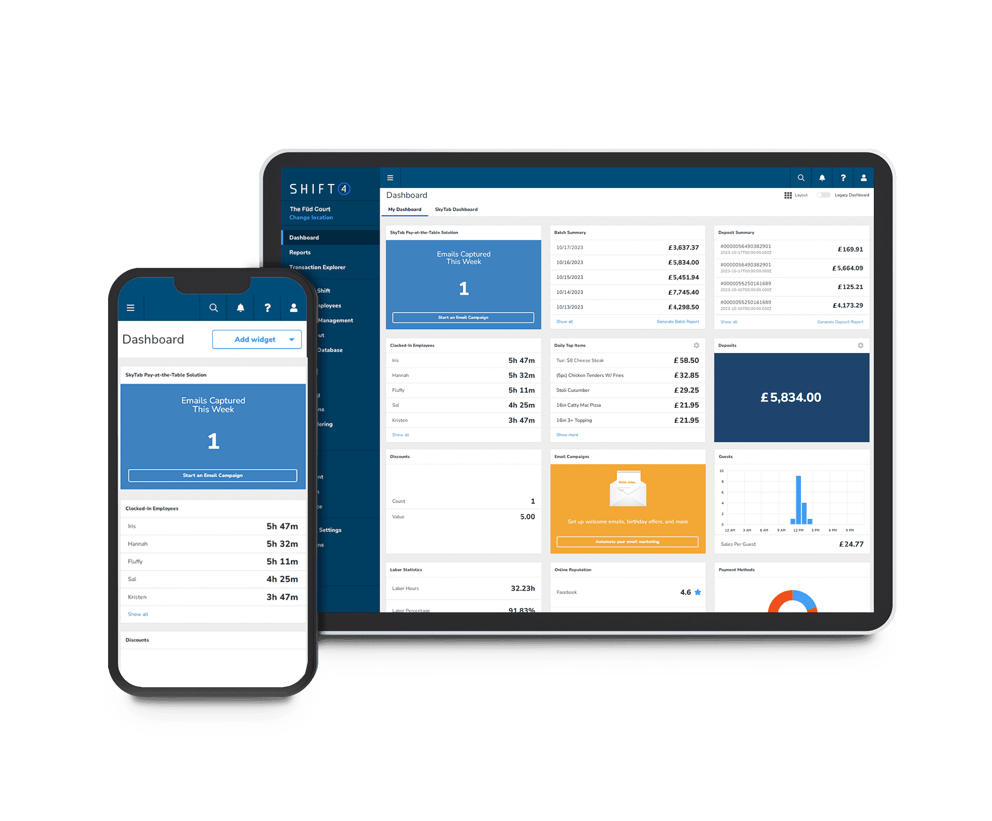Reporting and analytics on a tablet and smartphone using SkyTab POS
