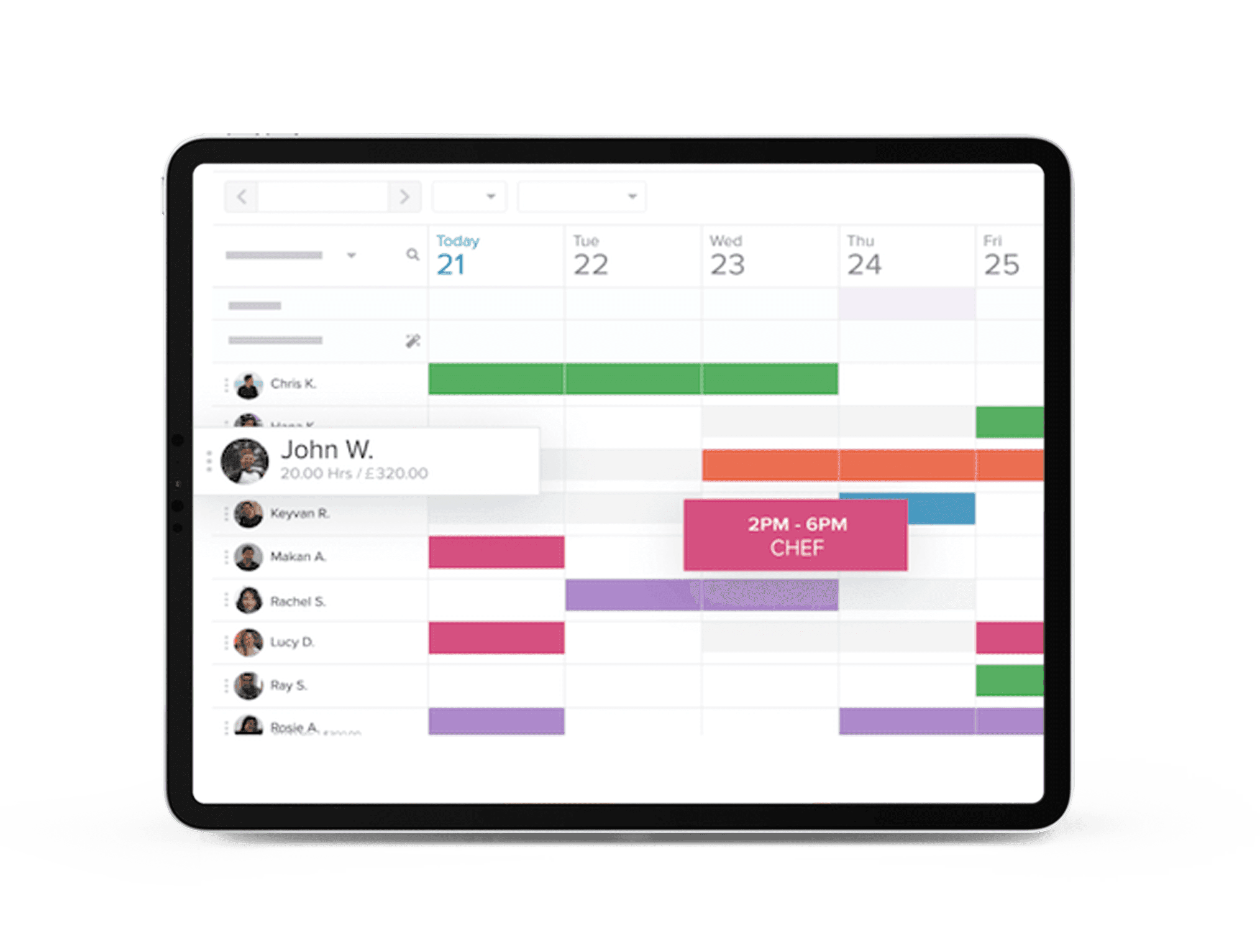 Tablet showing workforce management from SkyTab