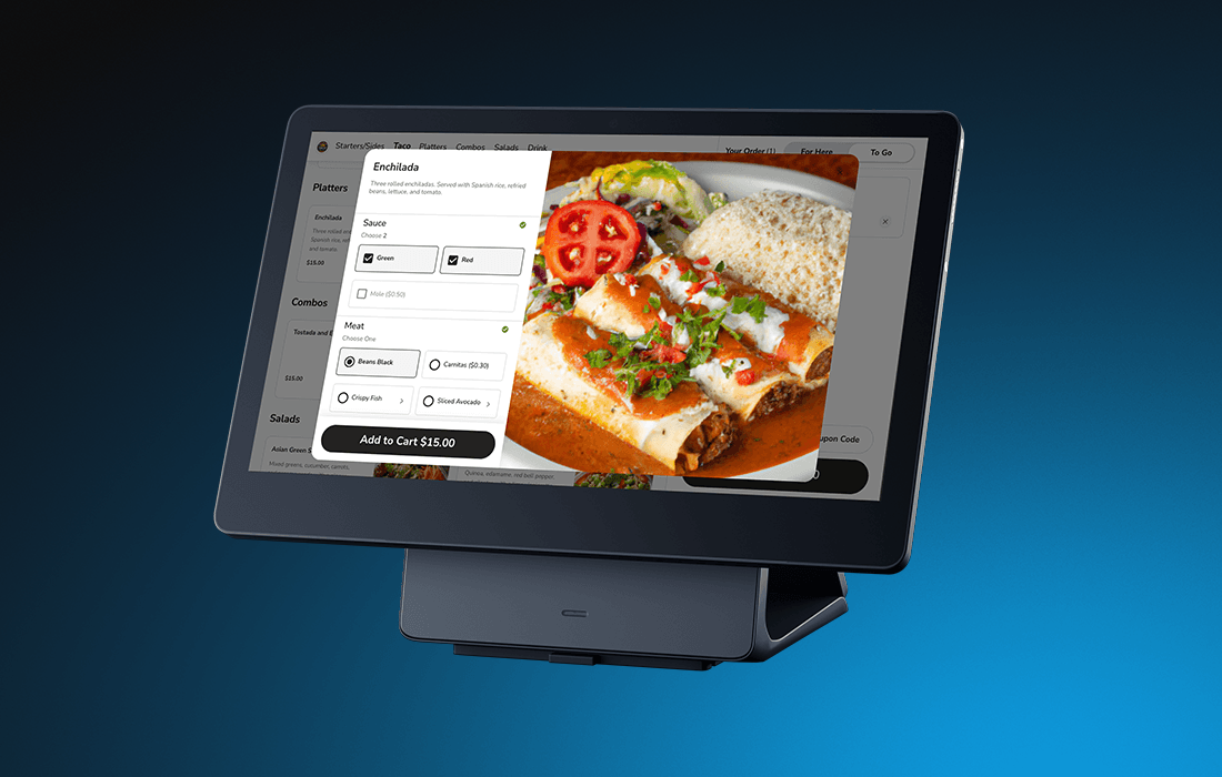 SkyTab Kiosk on a blue background