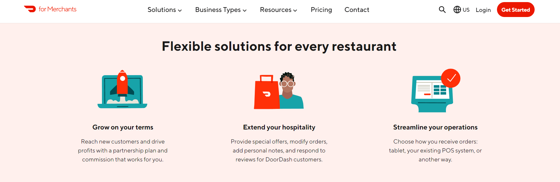 A screenshot of the DoorDash for Merchants website