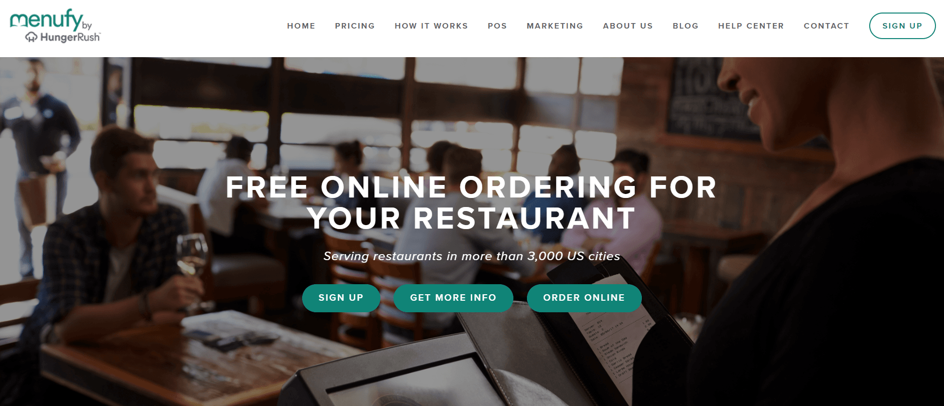 A screenshot of the Menufy website homepage