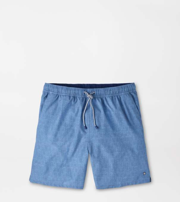 Island Palms Swim Trunk in BLUE PEARL