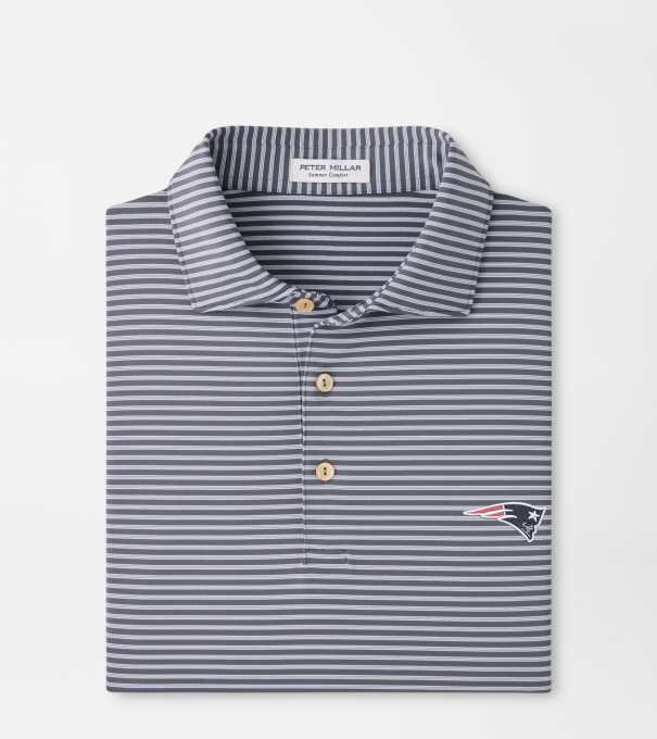 New England Patriots Tiebreaker Performance Jersey Stripe Polo in Iron
