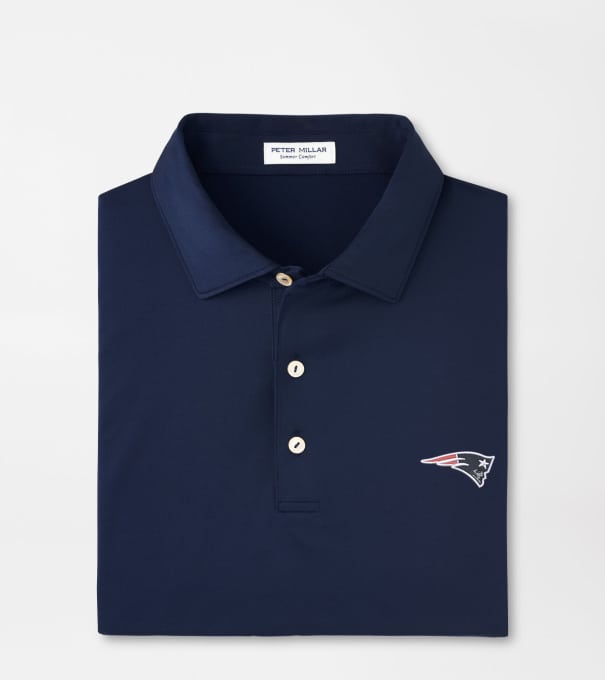 New England Patriots Solid Performance Jersey Polo in Navy