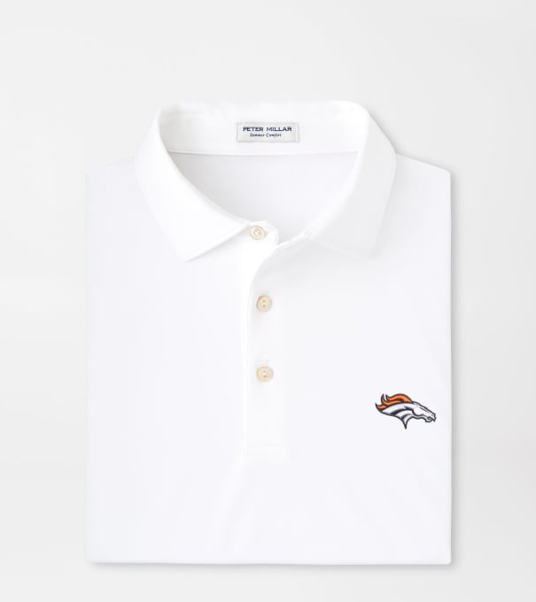 Denver Broncos Solid Performance Jersey Polo in White