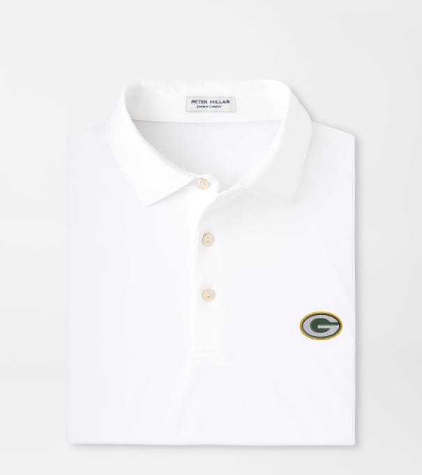Green Bay Packers Solid Performance Jersey Polo in White