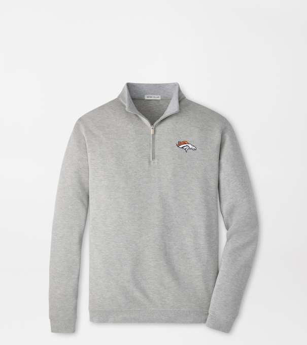 Denver Broncos Crown Comfort Quarter-Zip Pullover in Light Grey