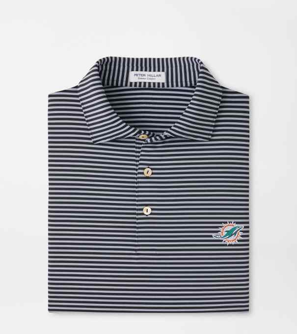 Miami Dolphins Tiebreaker Performance Jersey Stripe Polo in Black