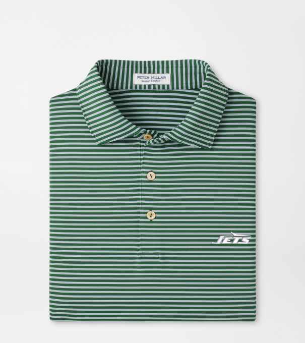 New York Jets Tiebreaker Performance Jersey Stripe Polo in Green1