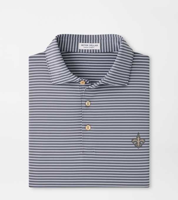 New Orleans Saints Tiebreaker Performance Jersey Stripe Polo in Iron