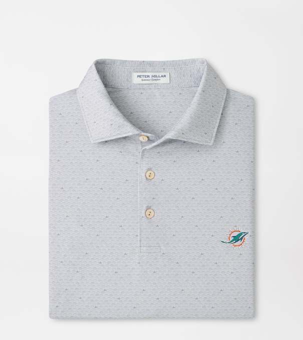Miami Dolphins On The Ball Performance Jersey Polo in British Grey