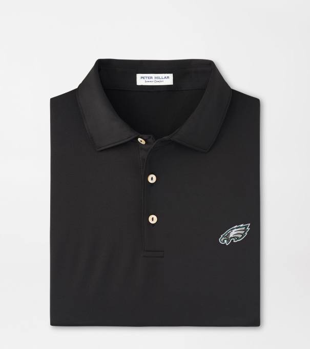 Philadelphia Eagles Solid Performance Jersey Polo in Black