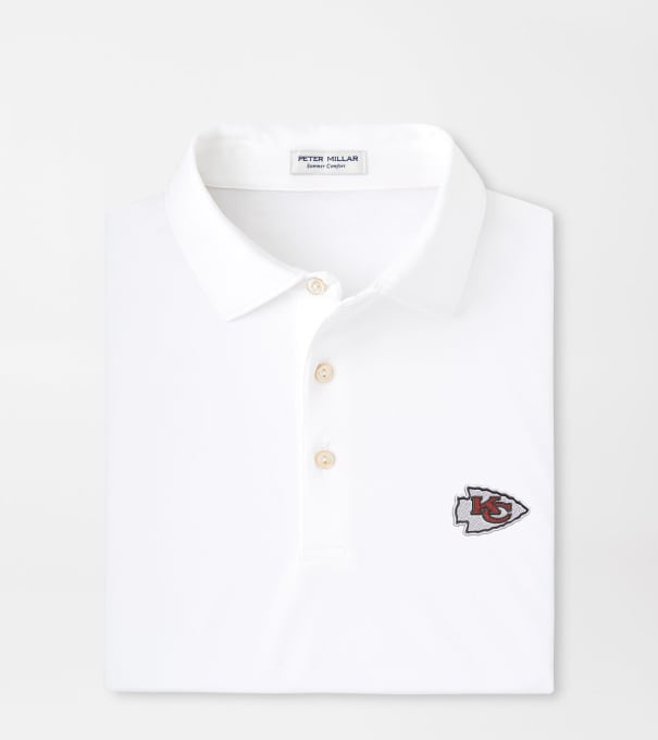 Kansas City Chiefs Solid Performance Jersey Polo in White