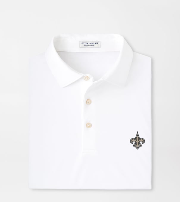New Orleans Saints Solid Performance Jersey Polo in White