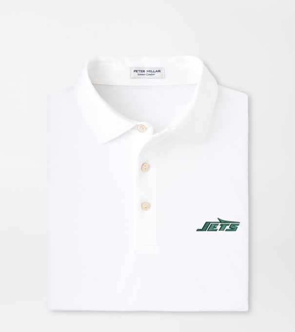 New York Jets Solid Performance Jersey Polo in White