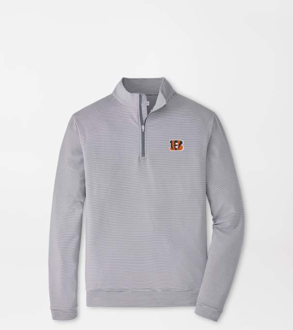 Cincinnati Bengals Perth Sugar Stripe Performance Quarter-Zip in Iron/White