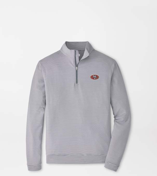 San Francisco 49ers Perth Sugar Stripe Performance Quarter-Zip in Iron/White
