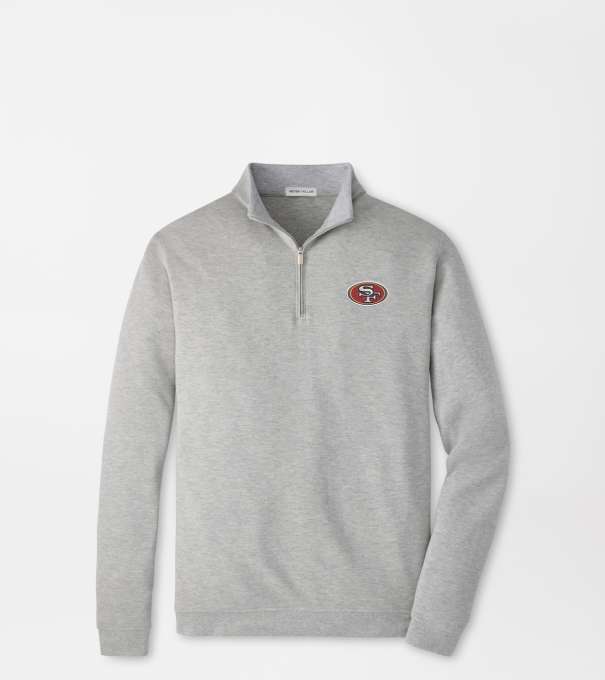 San Francisco 49ers Crown Comfort Quarter-Zip Pullover in Light Grey
