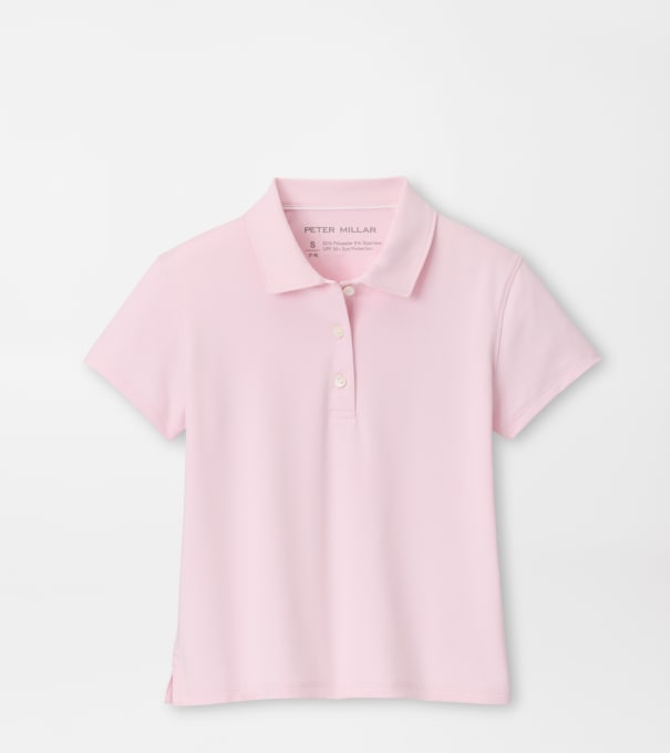 Girls Short-Sleeve Button Polo in PEARL PINK