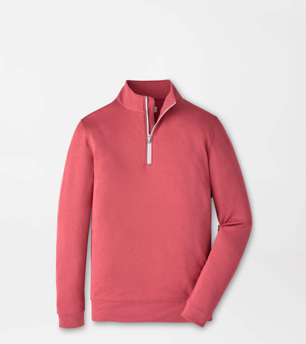 Perth Youth Melange Performance Quarter-Zip in RED CORAL
