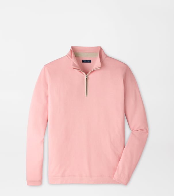 Albatross Cotton-Blend Piqu&eacute; Quarter-Zip in MELROSE PINK