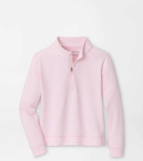 Girls Perth Harbour Stripe Performance Quarter-Zip in PEARL PINK