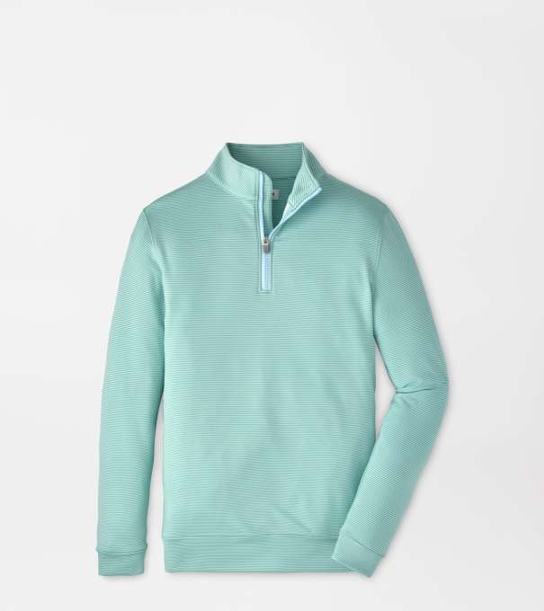 Perth Youth Sugar Stripe Performance Quarter-Zip in FRESH MINT
