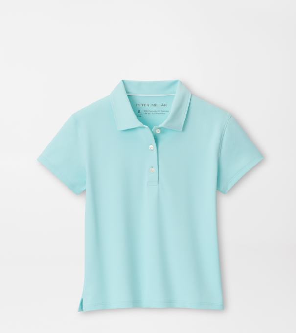 Girls Short-Sleeve Button Polo in OCEAN AIR