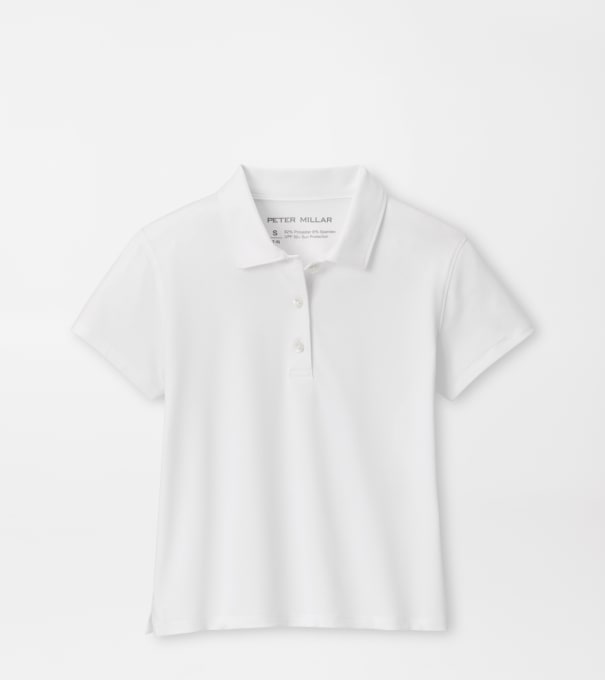 Girls Short-Sleeve Button Polo in White