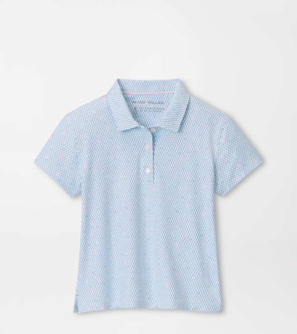 Girls Courtside Charm Short-Sleeve Button Polo in Multi