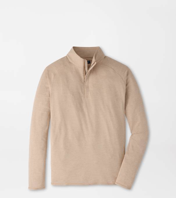 Stealth Stripe Performance Quarter-Zip in LIGHT NUTMEG