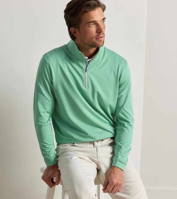 Perth M&eacute;lange Performance Quarter-Zip in FRESH MINT