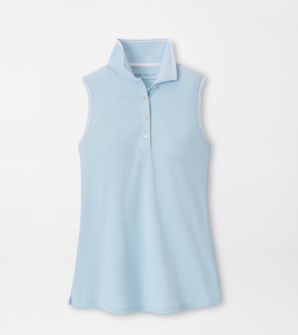 Canterbury Tipped Sport Mesh Sleeveless Polo in BLUE BRISK/WHITE