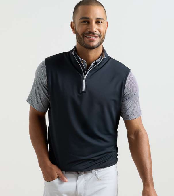 Galway Stretch Loop Terry Quarter-Zip Gilet in Black