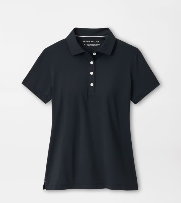 Women's Short Sleeve Button Polo in Black