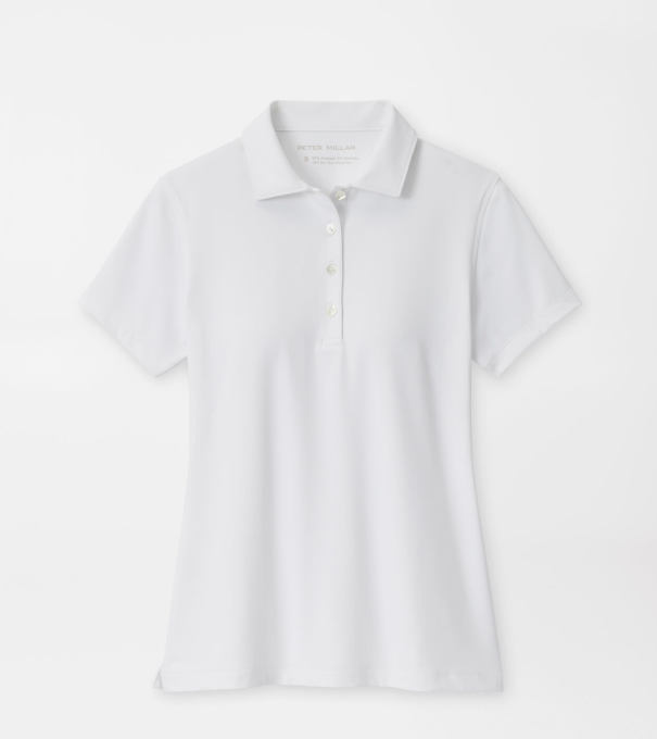 Women's Short Sleeve Button Polo in White