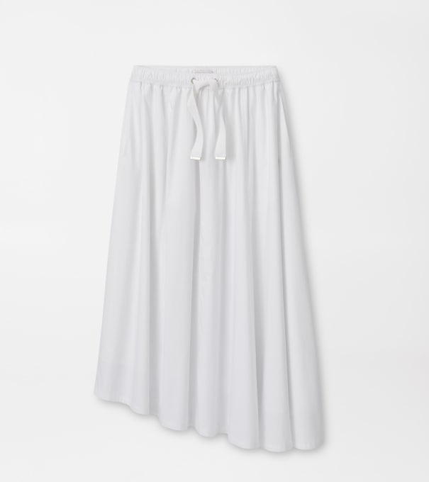 Sylvia Stretch Twill Midi Skirt in White