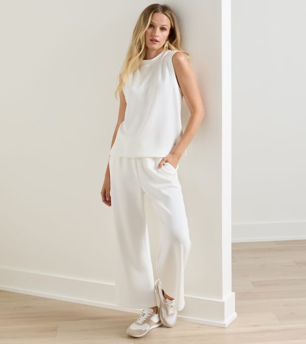 Flora Knit Cropped Pant in SOFT WHITE