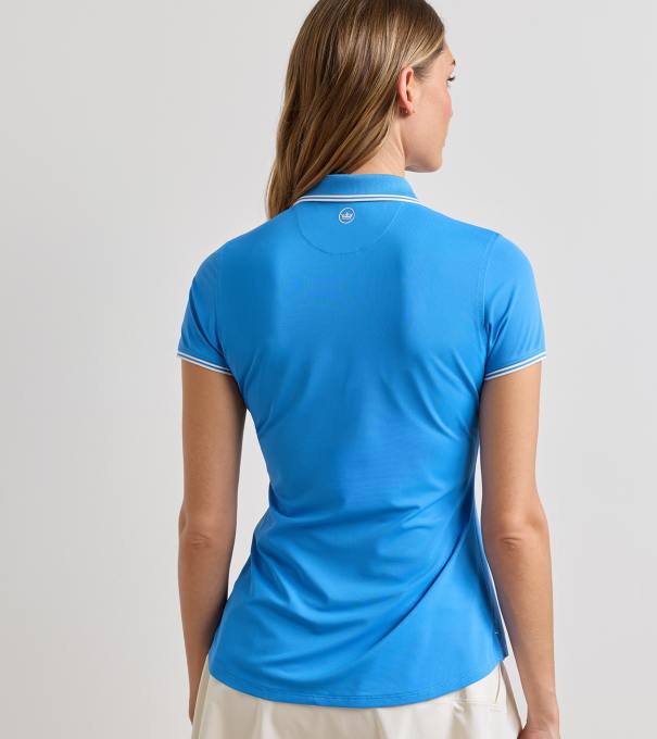 Canterbury Tipped Sport Mesh Short Sleeve Polo in BLUE STARLING/IVORY