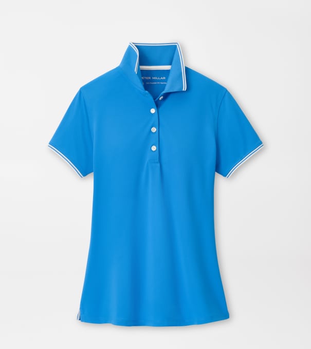 Canterbury Tipped Sport Mesh Short Sleeve Polo in BLUE STARLING/IVORY