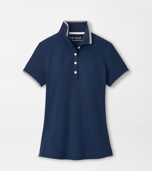 Canterbury Tipped Sport Mesh Short Sleeve Polo in Navy/White