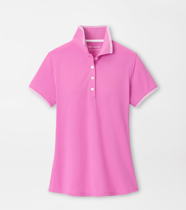 Canterbury Tipped Sport Mesh Short Sleeve Polo in PEONY/WHITE
