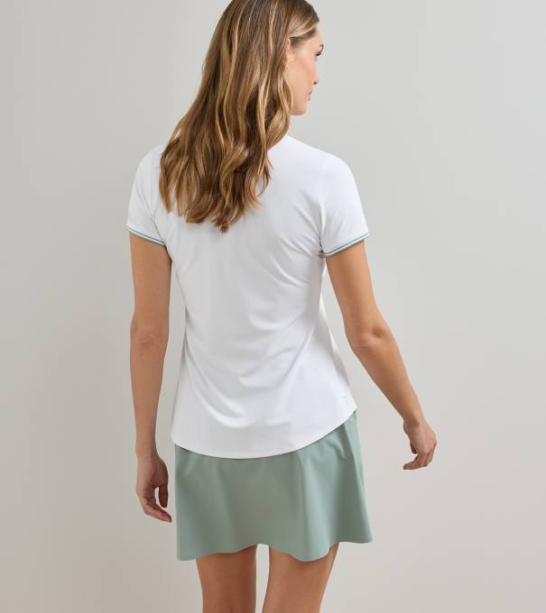 Canterbury Tipped Sport Mesh Short Sleeve Polo in WHITE/WILLOW